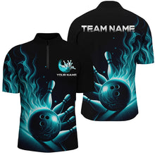 Load image into Gallery viewer, Personalized Blue Flame Bowling Polo Shirts For Men And Women Bowling Team Jerseys Strike Bowling IPHW5822