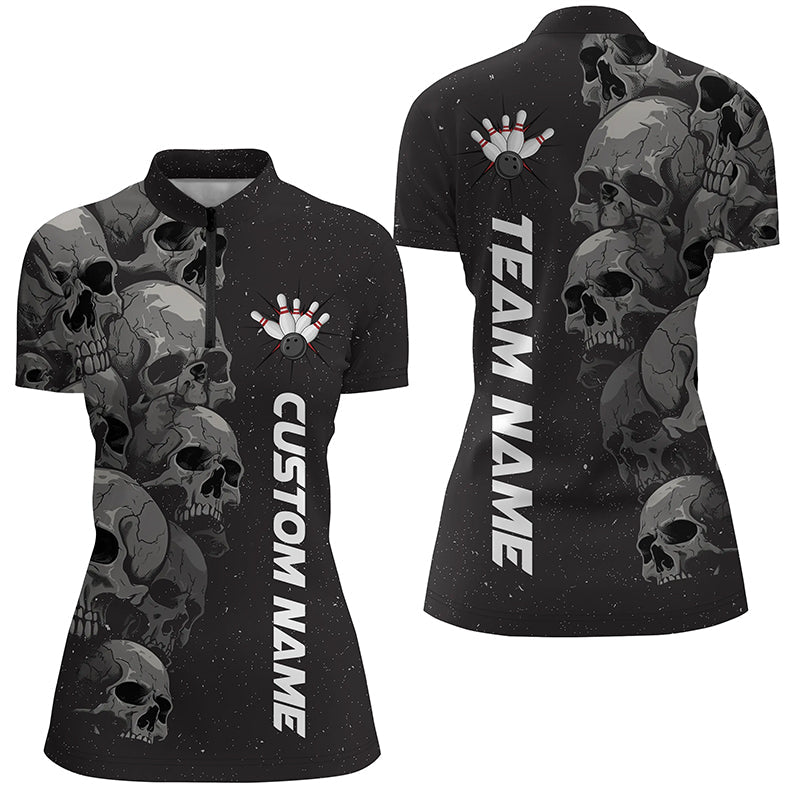 Custom Skull Bowling Shirt For Women Bowling League Shirts Bowling Jerseys For Halloween IPHW5348