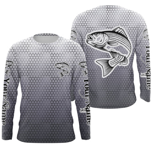 Striped Bass Fishing Custom Long Sleeve performance Fishing Shirts, Striper Fishing jerseys IPHW3051