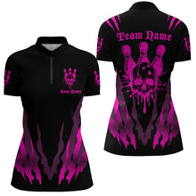 Load image into Gallery viewer, Custom Bowling Shirts For Women, Skull Bowling Team Shirts Bowling Pin | Pink IPHW5836