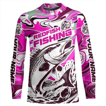 Load image into Gallery viewer, Redfish Fishing Custom Performance Long Sleeve Uv Shirts, Saltwater Camo Fishing Shirt | Pink IPHW6157