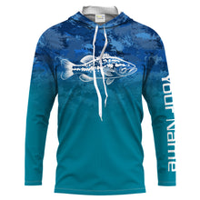 Load image into Gallery viewer, Largemouth Bass fishing blue camo ocean Customize Name UV Long Sleeve Fishing Shirts UPF 30+ NQS2183