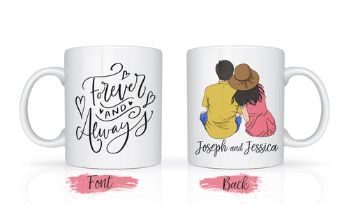 Forever and Always Personalized couple Mug Customized Gifts Valentines Day Gift D01 NQS1331