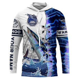 Wahoo fishing scales custom sun protection long sleeve fishing shirts, Wahoo saltwater fishing jerseys NQS4100