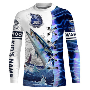 Wahoo fishing scales custom sun protection long sleeve fishing shirts, Wahoo saltwater fishing jerseys NQS4100