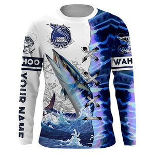 Wahoo fishing scales custom sun protection long sleeve fishing shirts, Wahoo saltwater fishing jerseys NQS4100