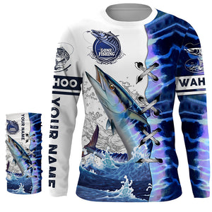Wahoo fishing scales custom sun protection long sleeve fishing shirts, Wahoo saltwater fishing jerseys NQS4100
