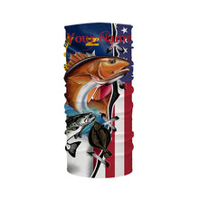 Load image into Gallery viewer, Inshore Slam Redfish, Trout, Flounder North Carolina American flag Custom long sleeve Fishing Shirts NQS4103