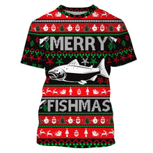 Load image into Gallery viewer, Merry Fishmas funny ugly Christmas salmon fishing shirt long sleeves Christmas gift NQS2350