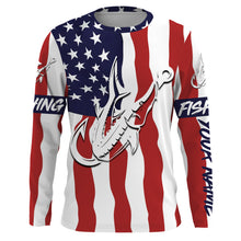 Load image into Gallery viewer, Sturgeon shirt US American Flag Fish hook Custom sun protection fishing shirts for adults, kid NQS3454