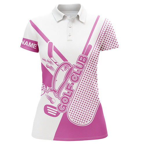 Pink and white Womens golf polo shirts custom golf club attire for women, golf gift for ladies NQS6358