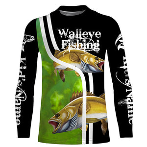 Walleye fishing Custom sun protection long sleeve fishing shirts for men women, Walleye fishing jersey NQS4122