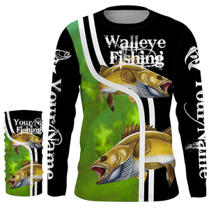 Walleye fishing Custom sun protection long sleeve fishing shirts for men women, Walleye fishing jersey NQS4122