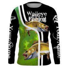 Load image into Gallery viewer, Walleye fishing Custom sun protection long sleeve fishing shirts for men women, Walleye fishing jersey NQS4122