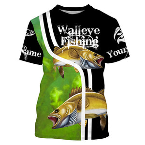 Walleye fishing Custom sun protection long sleeve fishing shirts for men women, Walleye fishing jersey NQS4122