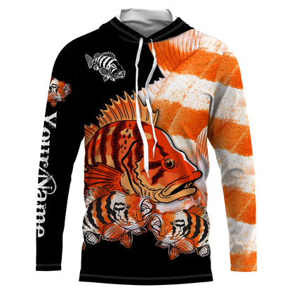 Rockfish Fishing Customize Name UV protection quick dry UPF 30+ long sleeves fishing shirts, rockfish hoodie NQS2489