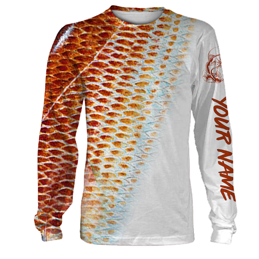Redfish Puppy Drum Fishing Scale Customize Name 3D All Over Printed Shirts Personalized Fishing Gift NQS216