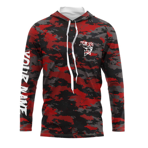 Bass fishing Red camouflage Custom fishing Shirts jersey - Custom camo fishing apparel NQS3212