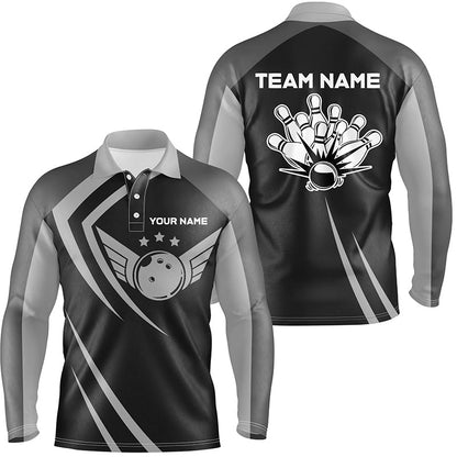 Black retro vintage Bowling polo shirts for men custom Bowling team League jerseys NQS6593