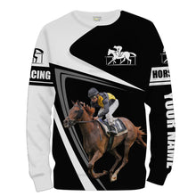 Load image into Gallery viewer, Black and white horse racing shirts Customize Name 3D All Over Printed Shirts Personalized gift For Horse Lovers NQS2218