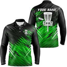 Load image into Gallery viewer, Mens disc golf polo shirts custom Green and black pattern shirt for mens, personalized golf gifts NQS6595
