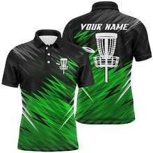 Load image into Gallery viewer, Mens disc golf polo shirts custom Green and black pattern shirt for mens, personalized golf gifts NQS6595