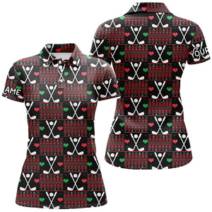 Women golf polo shirts custom Christmas pattern shirts for ladies, personalized Christmas golf gifts NQS6603