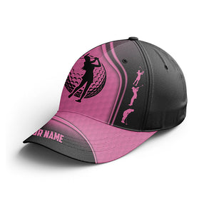 Women Golfer hat custom name black and pink golf hats Unisex Baseball women golf hats, golfing gift NQS6607