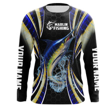 Load image into Gallery viewer, Blue Marlin saltwater Offshore fishing black scales Custom sun protection fishing jersey NQS3506