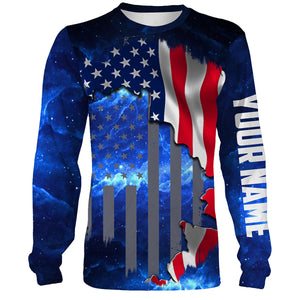 American Flag Universe patriotic Custom name All over print shirts - personalized fishing gift for men, women and kid - NQS496