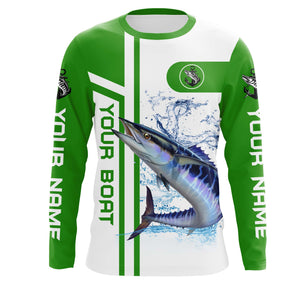Wahoo fishing Customize name and boat name fishing shirts for men, custom fishing apparel | Green - NQS3251