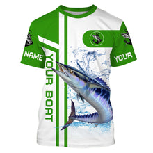 Load image into Gallery viewer, Wahoo fishing Customize name and boat name fishing shirts for men, custom fishing apparel | Green - NQS3251