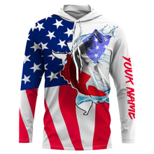 Load image into Gallery viewer, Largemouth Bass fishing American flag patriotic fishing Custom Name 3D tournament fishing shirts UV protection UPF 30+ NQS2540