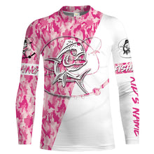 Load image into Gallery viewer, Mahi mahi fishing Pink girl camo Customize Name All Over Printed Shirts for women fishing NQS1712