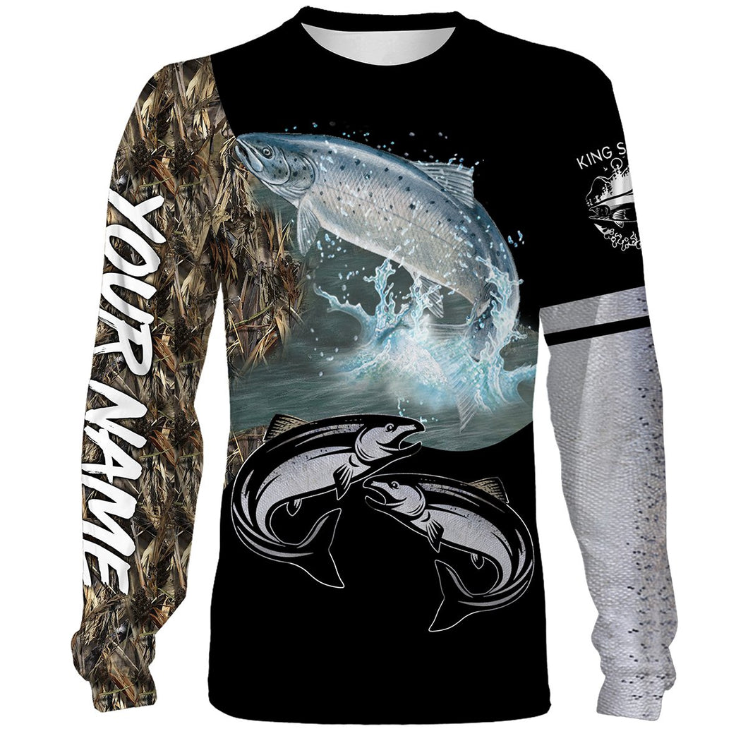 Chinook Salmon ( King Salmon) Fishing Customize Name Fishing Camo All Over Printed Shirts Personalized Fishing Gift For Adult And Kid NQS392