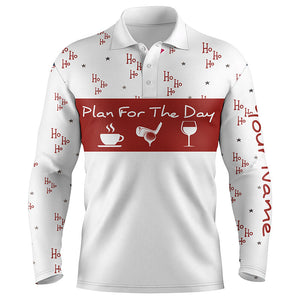 Funny Mens golf polo shirts Christmas ho ho ho pattern custom name plan for the day coffee golf wine NQS4218