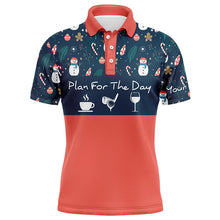 Load image into Gallery viewer, Funny Mens golf polo shirts Christmas pattern snowman custom name plan for the day coffee golf wine NQS4220