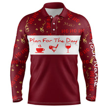 Load image into Gallery viewer, Funny Mens golf polo shirt Christmas ho ho ho pattern custom name Plan for the day coffee golf wine NQS4222