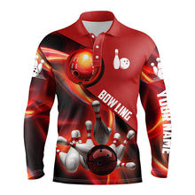 Load image into Gallery viewer, Men&#39;s bowling shirt custom name red flame bowling shirt, personalized bowling jerseys NQS4463