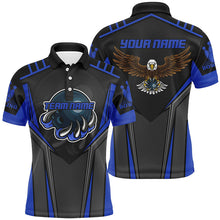 Load image into Gallery viewer, Custom name and team name Bowling polo shirts for Men, Eagle Men&#39;s Bowling Team Shirts | Blue NQS4631