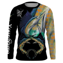 Load image into Gallery viewer, Sailfish saltwater fishing Customize Name UV protection quick dry UPF 30+ long sleeves fishing shirts,gifts for fishing lover NQS2450