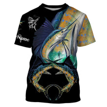 Load image into Gallery viewer, Sailfish saltwater fishing Customize Name UV protection quick dry UPF 30+ long sleeves fishing shirts,gifts for fishing lover NQS2450