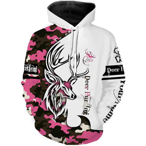 Deer hunting tattoos pink camo custom name all over print hunting Shirts - Hunting gifts NQS4041