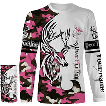 Load image into Gallery viewer, Deer hunting tattoos pink camo custom name all over print hunting Shirts - Hunting gifts NQS4041