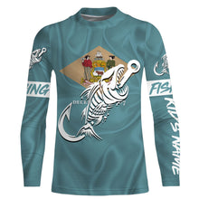 Load image into Gallery viewer, DE Fishing Custom Delaware Flag Fish hook skull Custom sun protection fishing shirts for men, women NQS3392