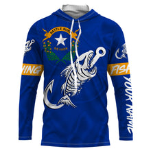 Load image into Gallery viewer, NV Nevada Fishing Flag Fish hook skull Custom sun protection fishing shirts for men, women, kid NQS3399