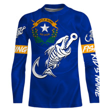 Load image into Gallery viewer, NV Nevada Fishing Flag Fish hook skull Custom sun protection fishing shirts for men, women, kid NQS3399