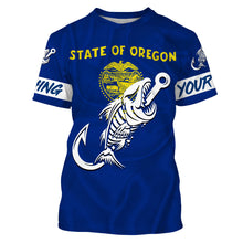 Load image into Gallery viewer, OR Oregon Fishing Flag Fish hook skull Custom sun protection fishing shirts for men, women, kid NQS3403