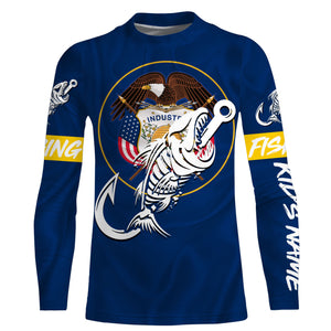 UT Utah Fishing Flag Fish hook skull Custom sun protection fishing shirts for men, women, kid NQS3407