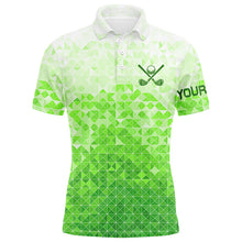 Load image into Gallery viewer, Mens golf polos shirts custom name green golf apparel, coolest polo shirts for mens NQS7138